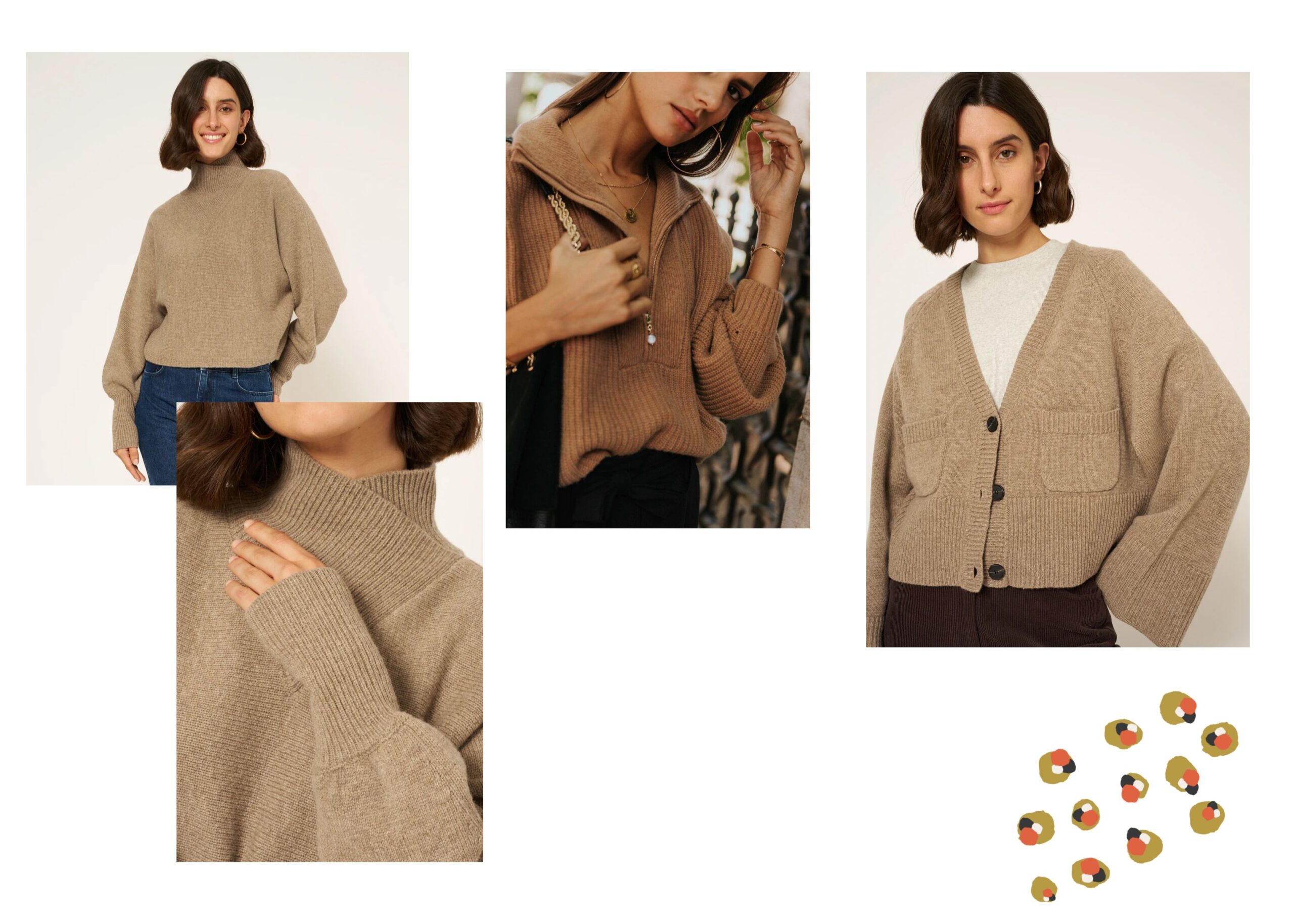 Pull et gilet beige pour l'hiver. Original et avec du style pour remplacer des basiques. Conseil en image à Caen et en ligne. 